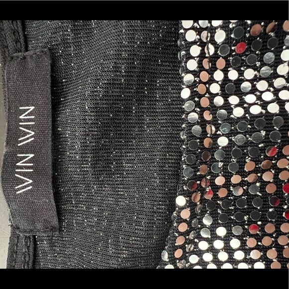 Vintage studio 54 Y2K silver black sparkle disco ball effect crop top S - Picture 6 of 6